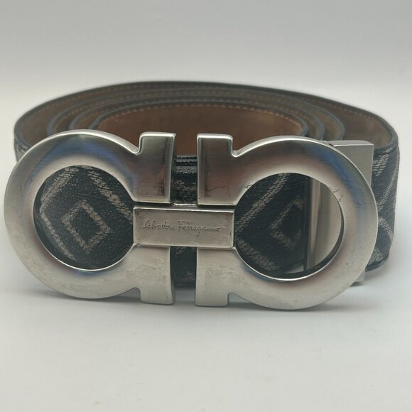 Salvatore Ferragamo Blue Canvas Belt #CI-679715